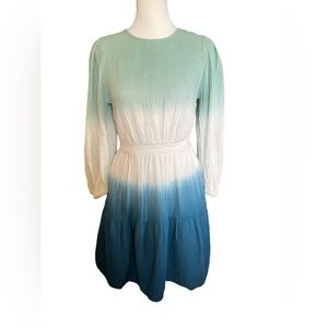 NWT Universal Threads Blue & Green Cotton Ombré Dress w/Pockets, Size XS
